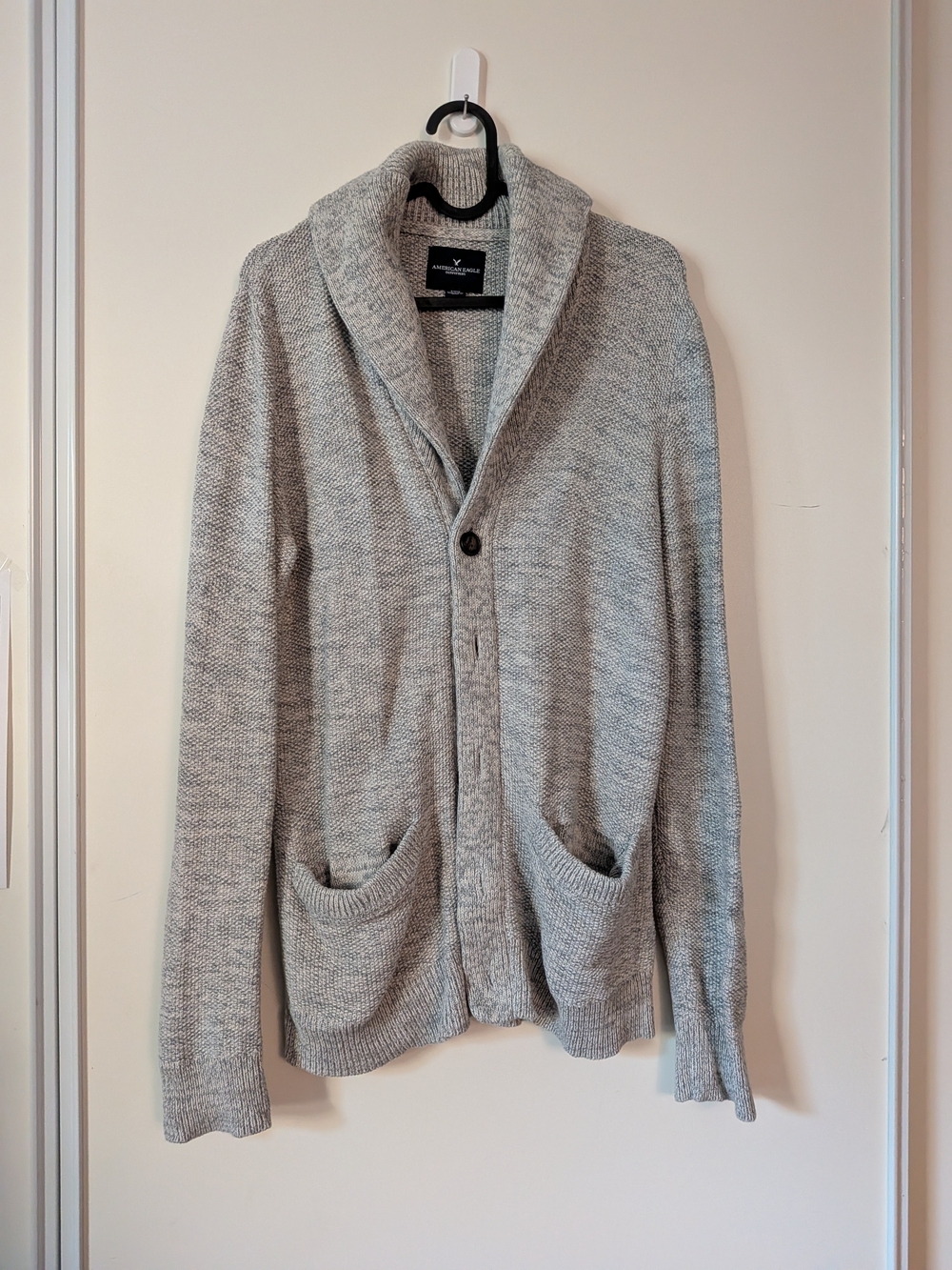 American Eagle Outfitters Gray Shawl Collar Cardigan